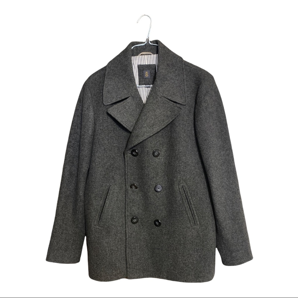 Men’s Wallin & Bros. Gray 100% Wool Pea Coat Size L.
